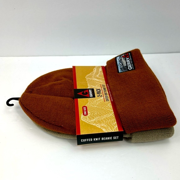 GERRY, CUFFED KNOT BEANIE SET, ONE SIZE FITS ALL, UNISEX, GREY AND BEIGE COLORS - Picture 4 of 11